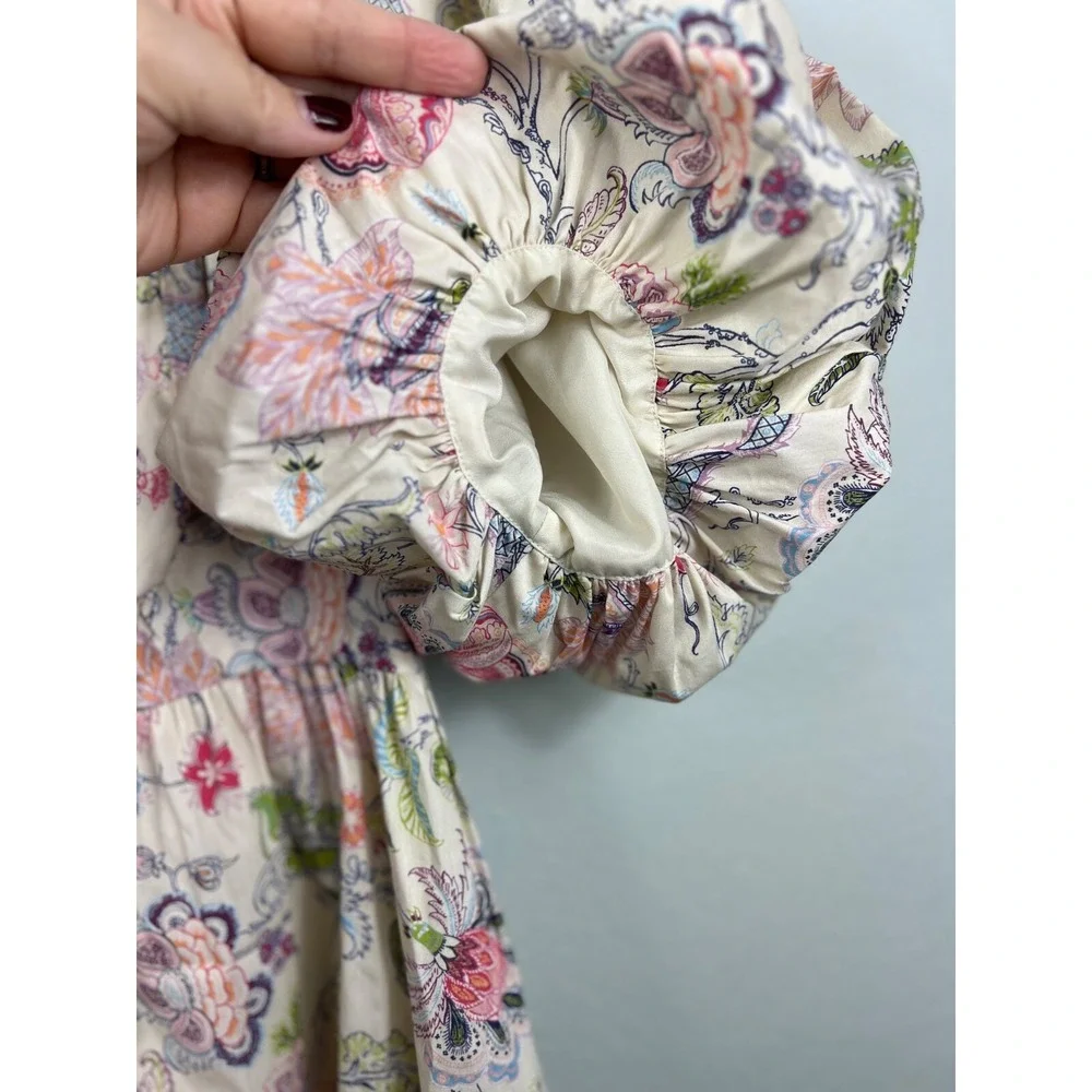 Cinq à Sept‎ Size 8 Dress Ethel Paisley Puff Sleeve Babydoll Feminine Dainty